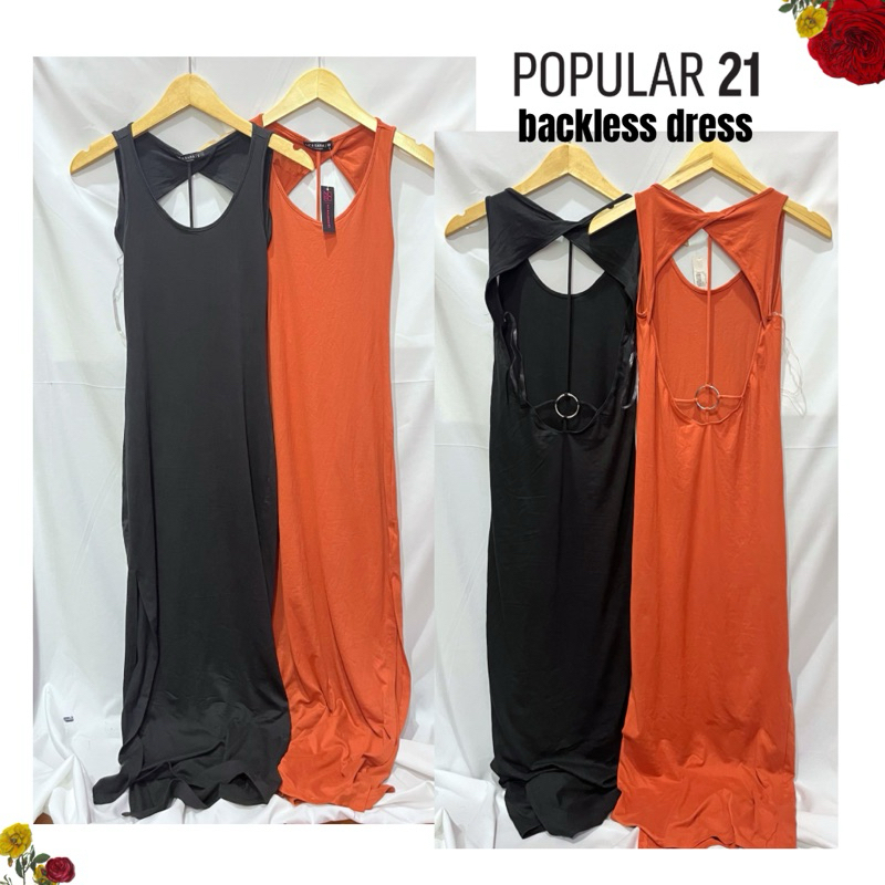POPULAR 21 Backless Dress aksen Tali Belakang