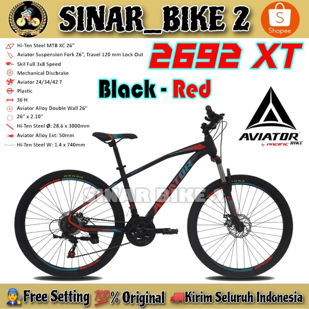 PROMO Sepeda Gunung MTB AVIATOR 2692 XT 26 Inch 8 Speed