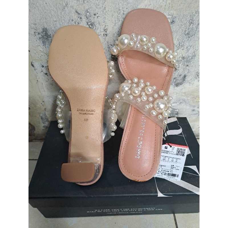 sandal zara pearl heels