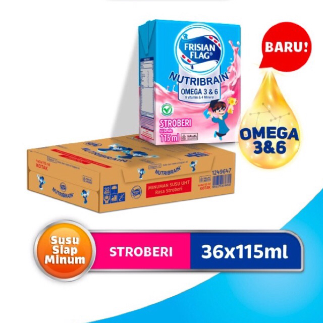 

Frisian Flag Omega Susu UHT Strawberry carton 115Ml [36 Pcs]