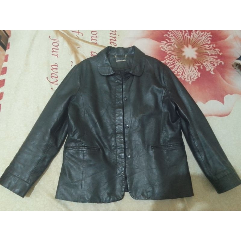 SALE PL Jaket Kulit Asli Renoma de Paris Leather Jacket Biker Jaket Wanita Preloved