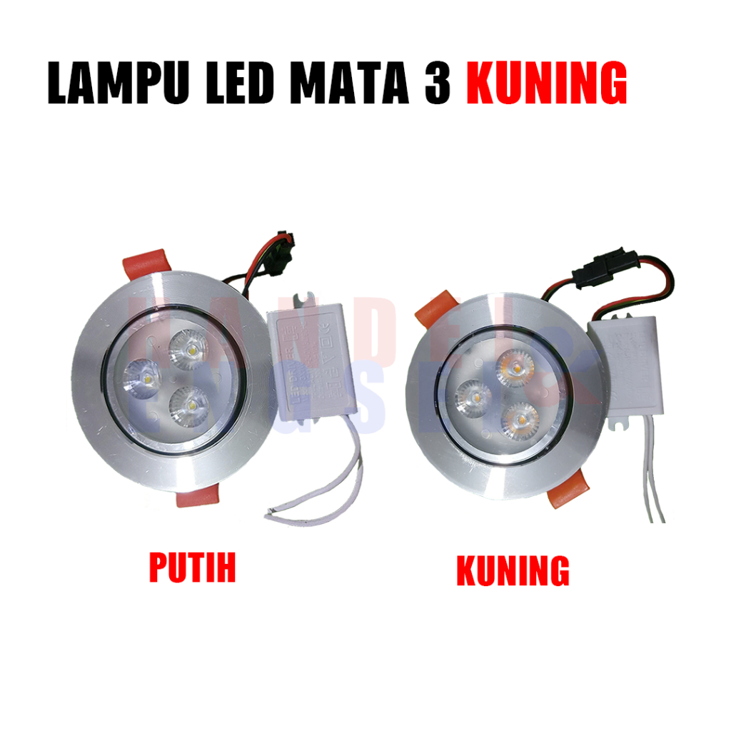 Downlight LED Spot 3Watt 3W Lampu 3 Mata PUTIH dan KUNING