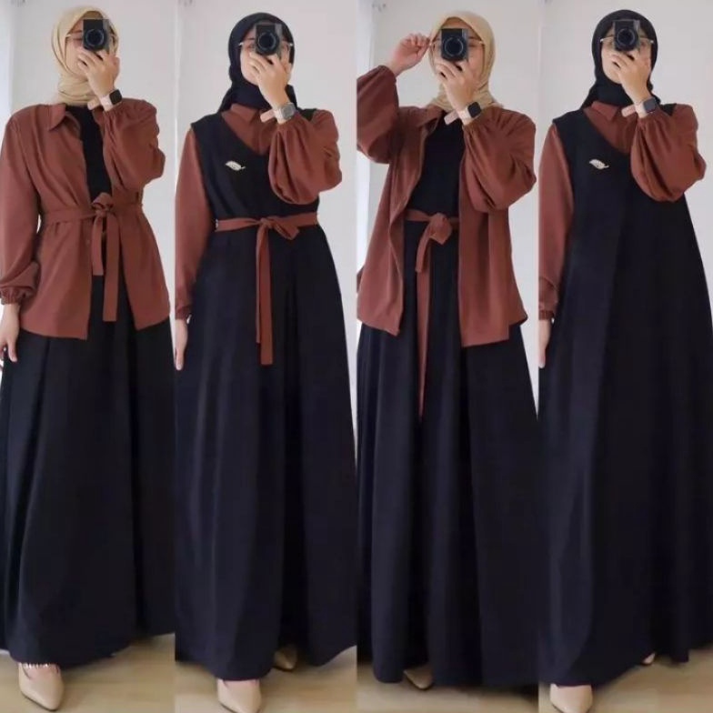 Promo Keren Gamis Overall  Gamis Terbaru 224 Lebaran Wanita Import Terbaru Crinkle Airflow Size Big 