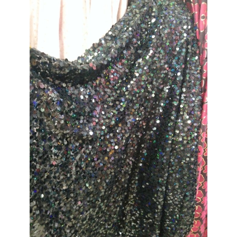 bahan kain sequin hitam seribu payet premium
