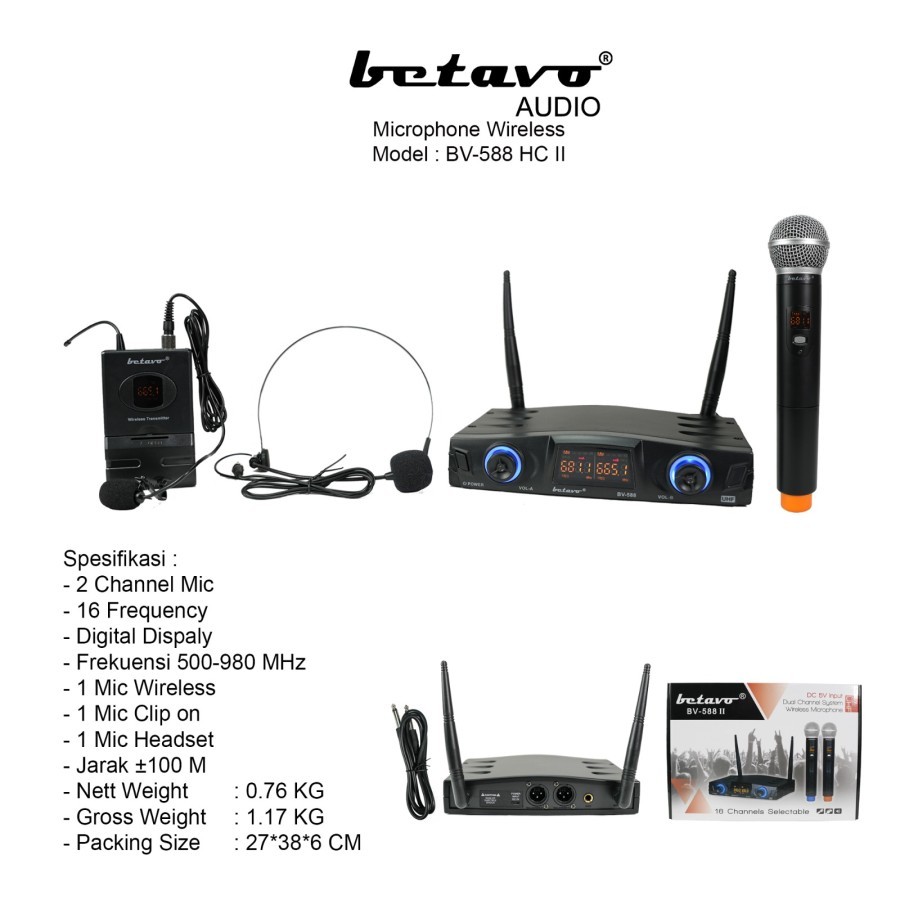 Microphone Wireless Betavo BV-588 HC