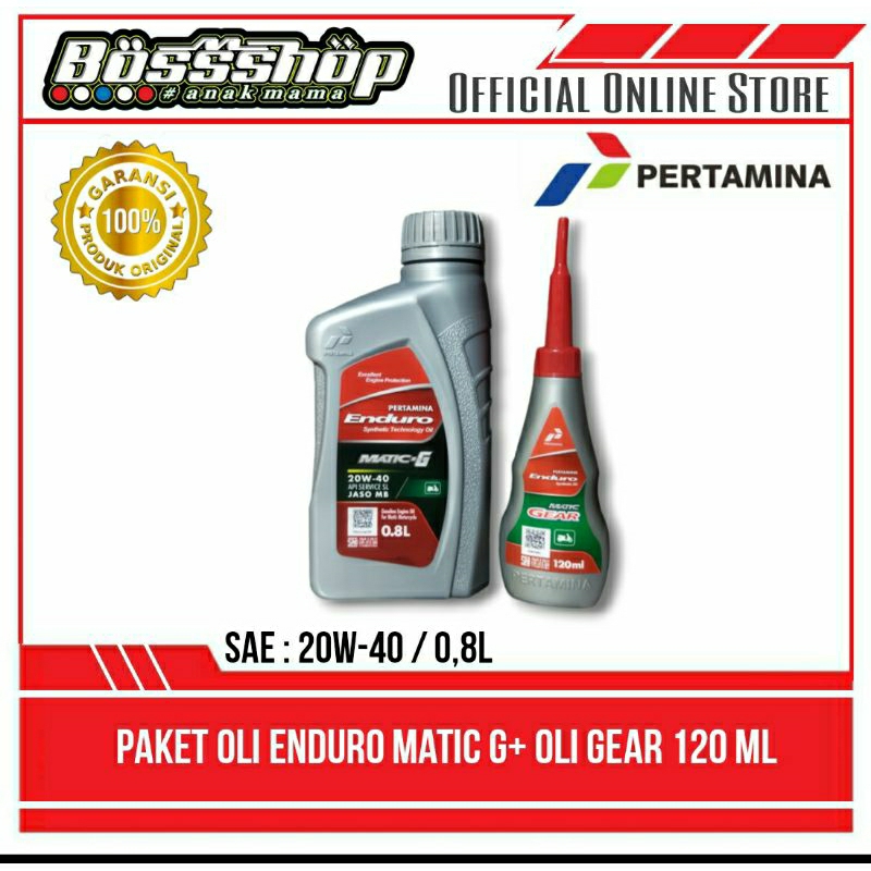 Paket Oli ENDURO Matic G + oli gear 120ml SAE-20w-40/0,8ml All motor matic beat mio vario