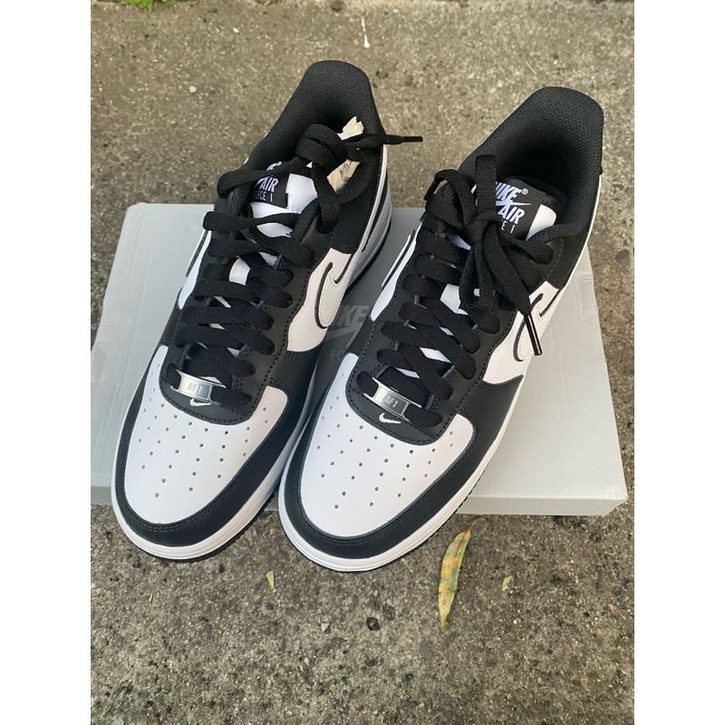 sepatu pria sneakers nike air force 1 one panda black white putih hitam