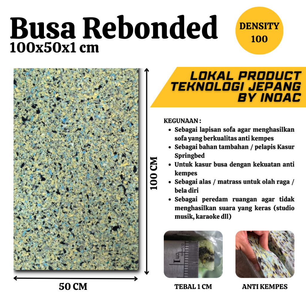 Busa Rebounded Rebonit Density 100 - Busa Rebonit Padat 100x50x1 CM
