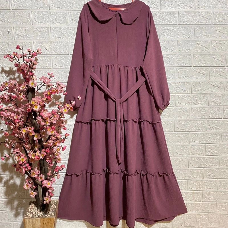 Midi dress Gamis crinkle airflow import premium ruffle