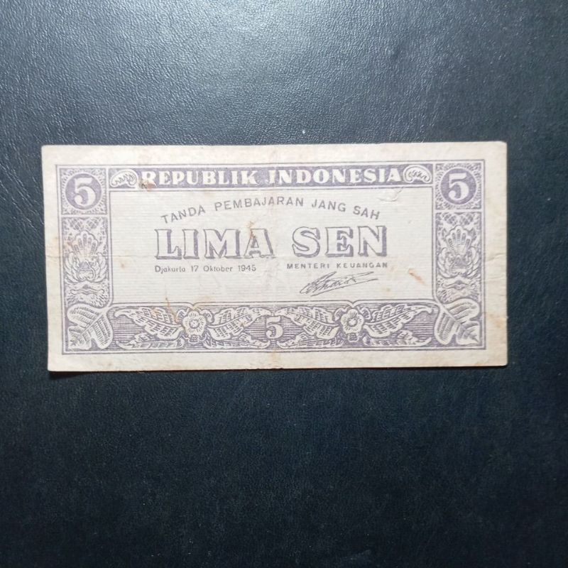 uang kuno 5 sen REPUBLIK INDONESIA th 1945