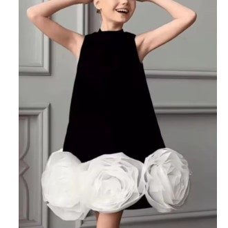 GAUN PESTA ANAK  /BAJU HITAM ANAK/ BAJU TAMPIL PESTA MEWAH/BAJU PIANO HITAM PUTIH