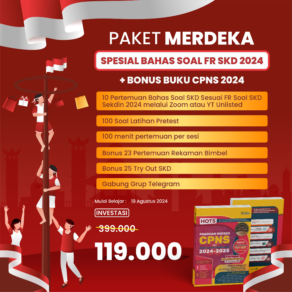 PAKET MERDEKA (Bimbel FR SKD 2024) Bonus Buku CPNS 2024