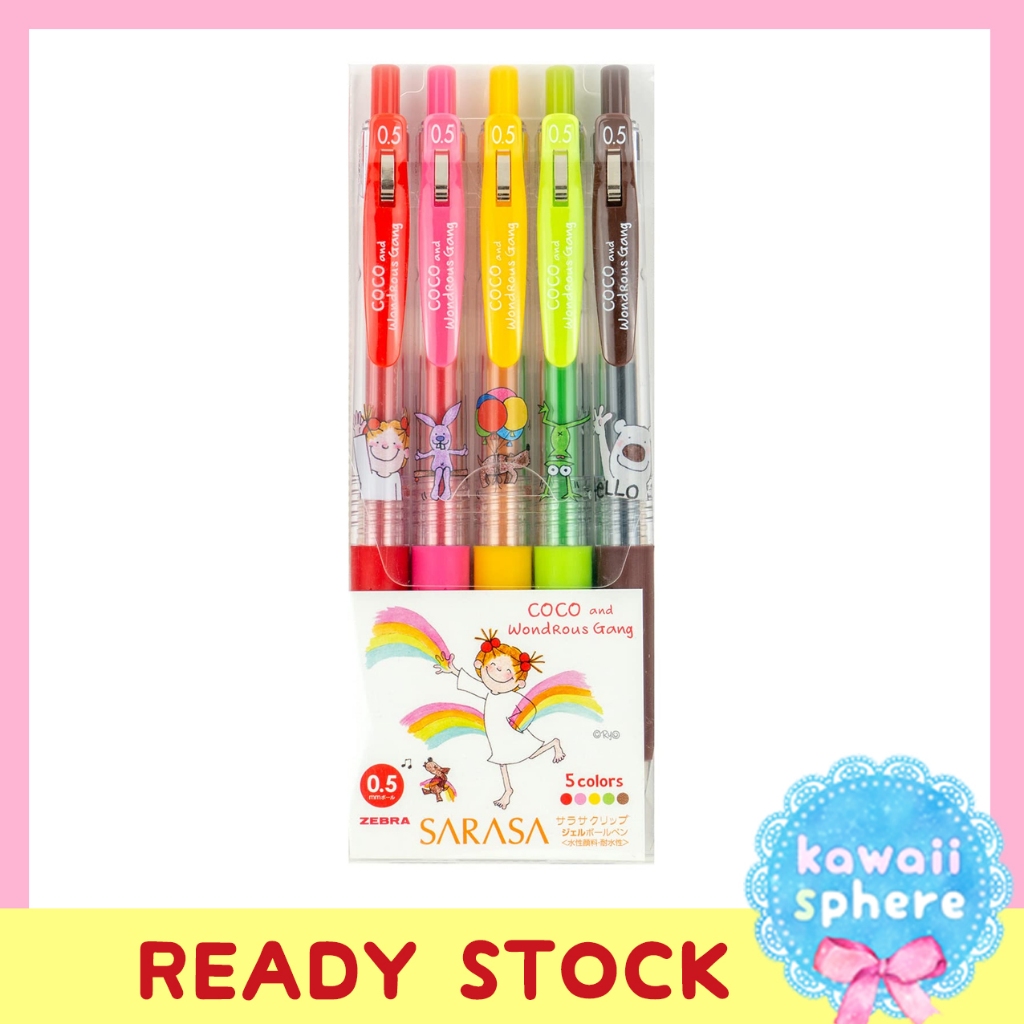 

Sarasa Coco and Wondrous Gang Set 5 Colors | Zebra Gel Ballpoint Pen Sarasa Clip 0.5mm | Ready Stock Handcarry Japan