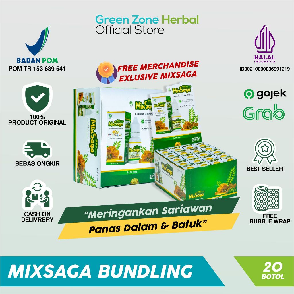 

MixSaga herbal panas dalam dan sariawan Reseller Pack - Ukuran 1 Pack isi 20