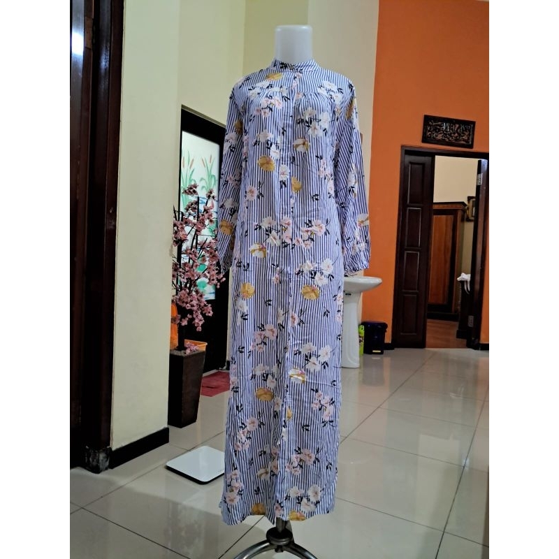 GAMIS/ GAMIS WANITA/ GAMIS MUSLIM ZARA SKY BLUE GARIS BUNGA