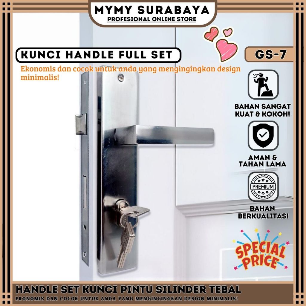 MYMY.SURABAYA Handle Set Kunci Pintu Gagang Pintu Full Set Gembok Dan Gagang Pintu Gembok Pintu Anti