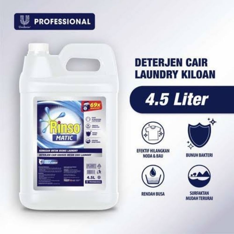 Rinso Matic Liquid Professional Detergent Mesin Cuci laundry Jerigen 5 Liter Original