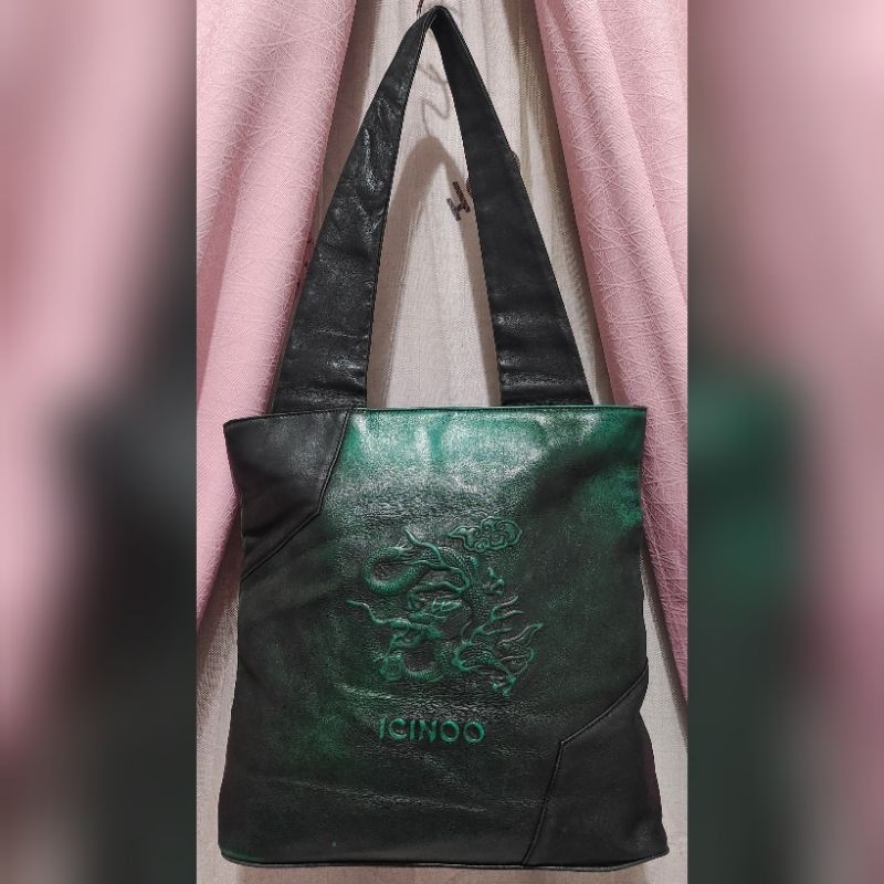 tas tote kulit. tas tote unik satu tali. tas tote preloved