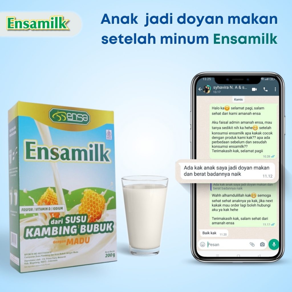 

Susu kambing bubuk || Susu kambing etawa plus madu || Susu Etawa Ensamilk 200gram