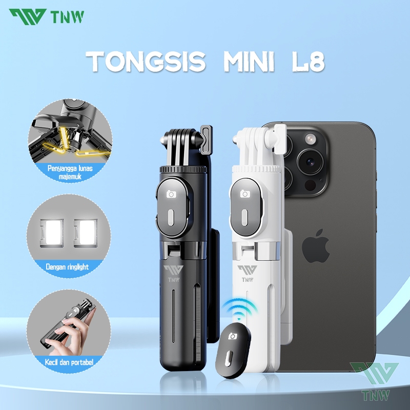 TNW Mini selfie stick  L8mini Tongsis Bluetooth Tripod 3 in 1 Selfie Stick Tongsis Portable Remote d