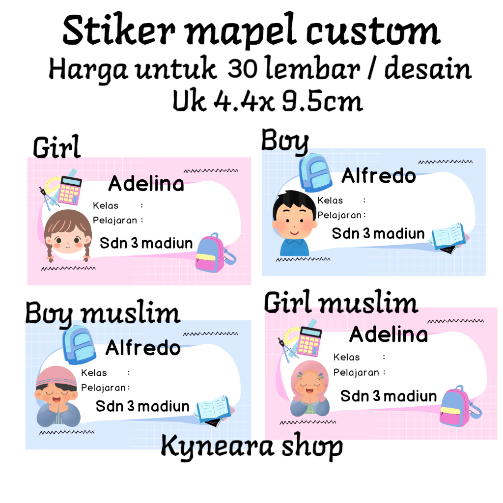 

(isi 30 pc) stiker mapel / stiker mata pelajaran request nama dan sekolah