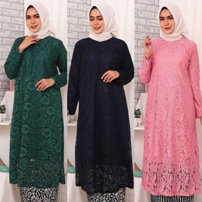 ATASAN KEBAYA TUNIK BRUKAT / KEBAYA TUNIK REAL PICT / KEBAYA BROKAT / KEBAYA TUNIK LONG DENGAN WARNA