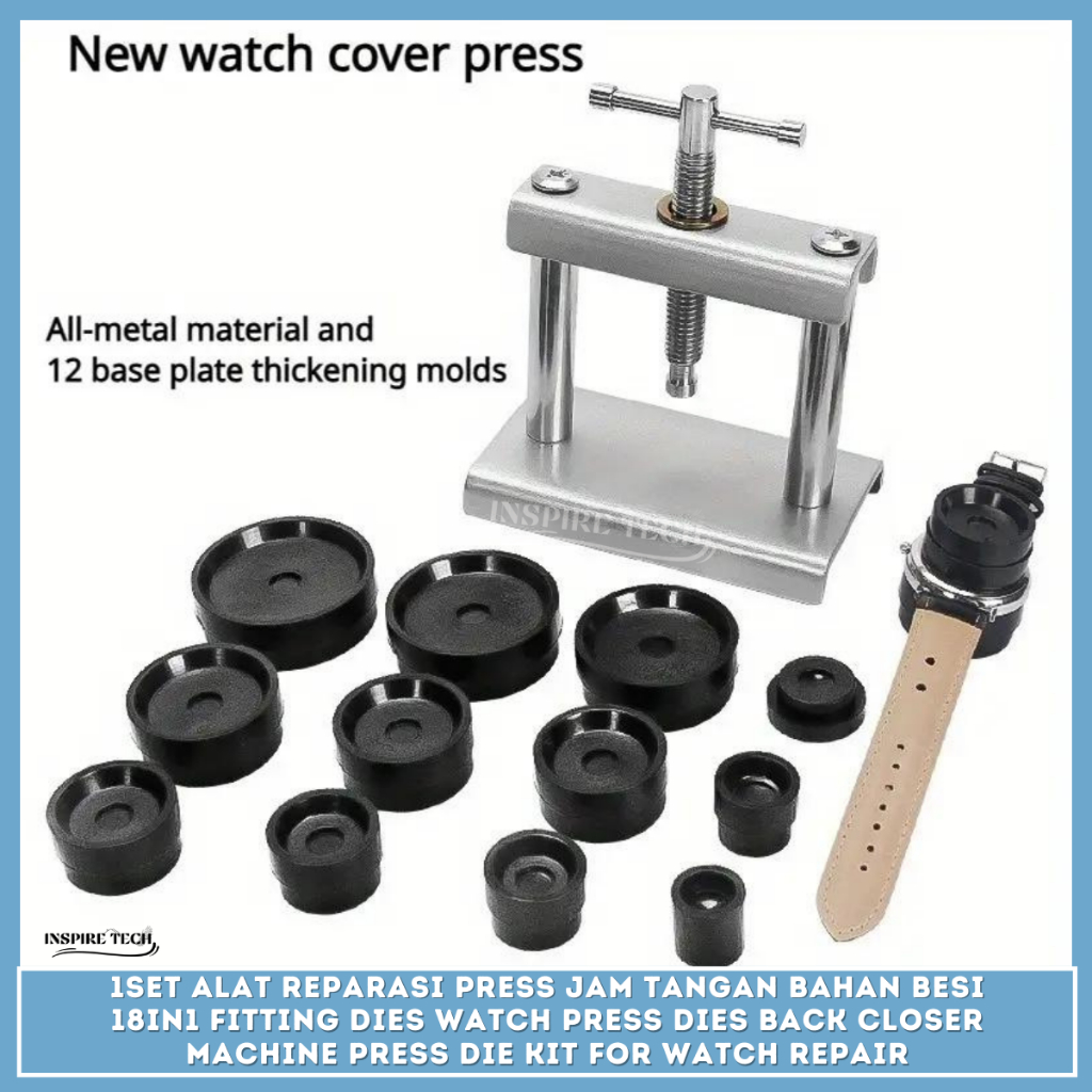 1set Alat Reparasi PRESS JAM TANGAN BAHAN BESI 18IN1