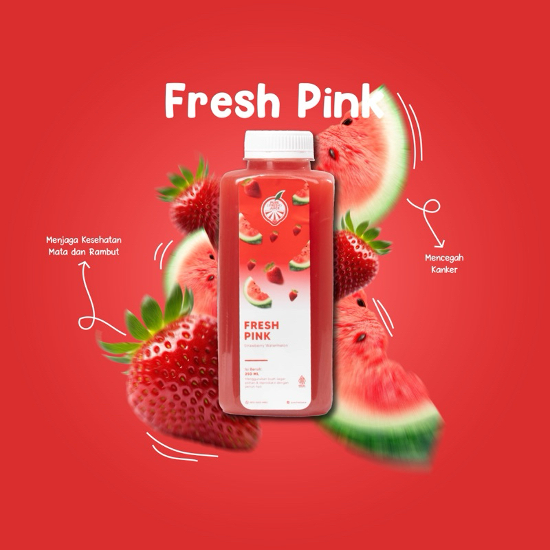 

pure stawberry & semangka ( fresh pink ) dan pure strawberry