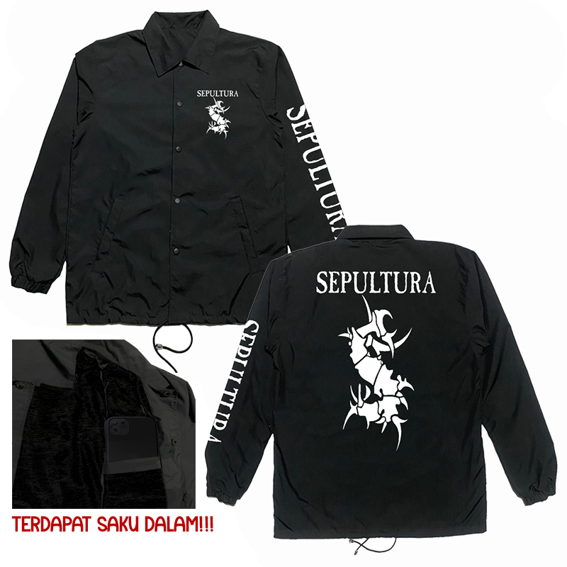 Jaket Windbreakers Band Sepultura | Jaket Coach | Jaket Windproof | Jaket Band | Bootleg
