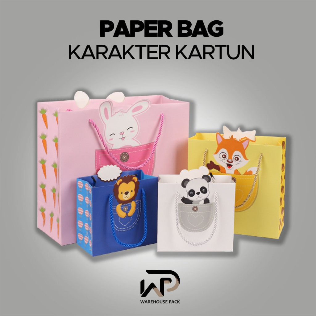 

Paper Bag Cute Animal | Paperbag Souvenir | Tas Kado Ulang Tahun | Goodiebag Hampers Karakter