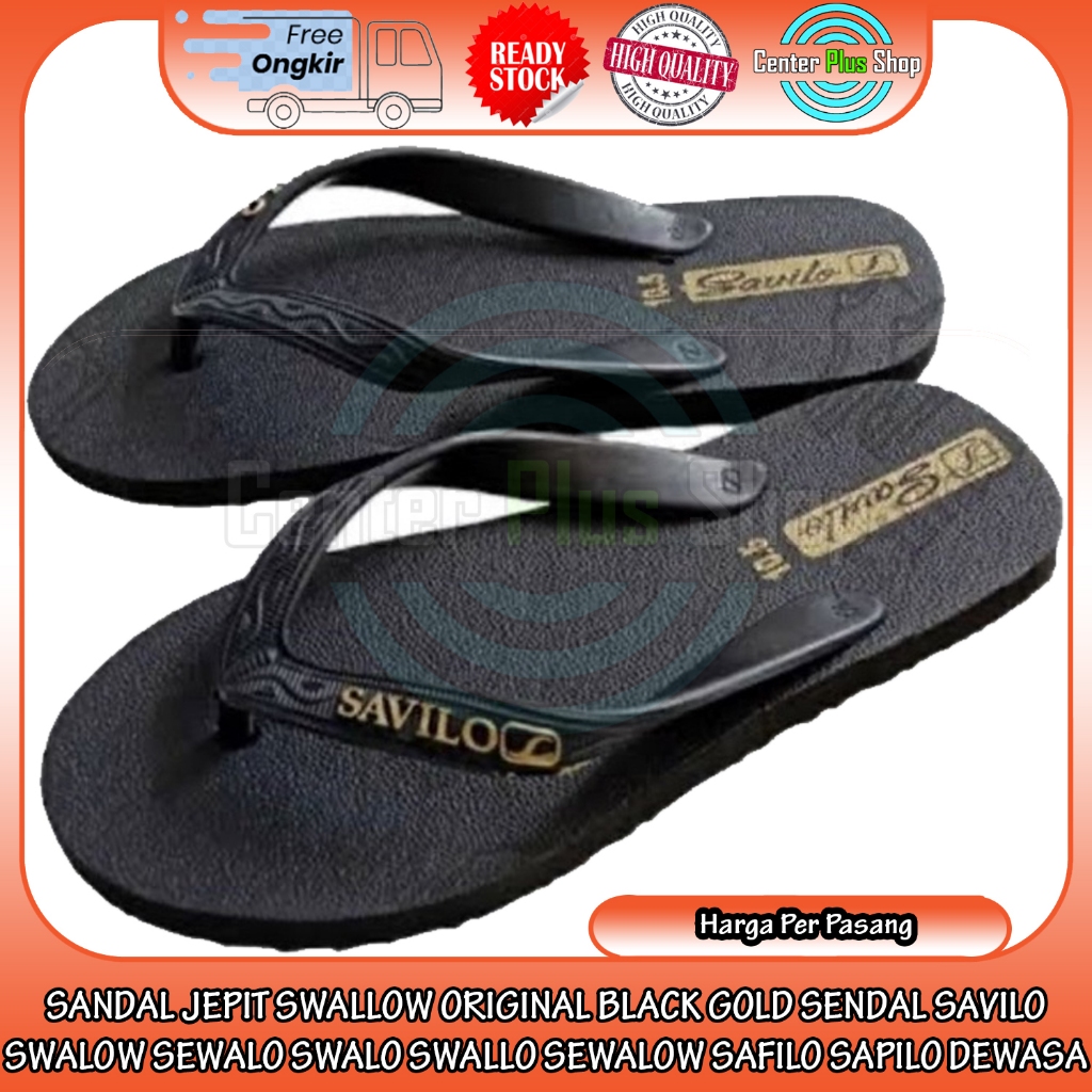 Sandal Sendal Jepit Swallow Savilo Swalow Original Black Gold Sewalo Swalo Swallo Sewalow Safilo Sap