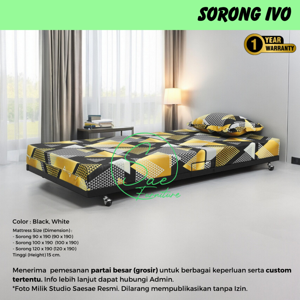 Sorong Ranjang Tarik Besi dengan Roda Minimalis IVO (ExtraBed)