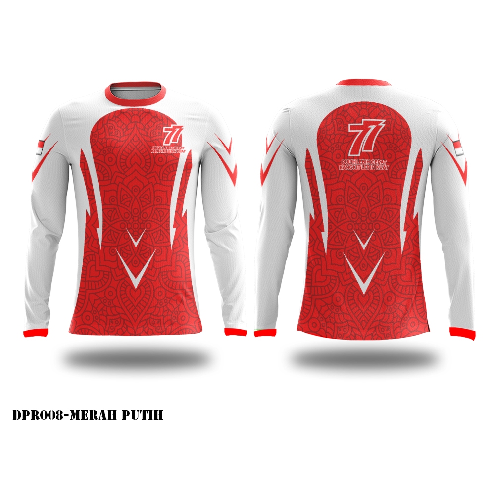 Kaos Baju Jersey Atasan Olahraga Merah Putih Kemerdekaan HUT RI  Custom Dry Fit Full Print DPR008 Ka