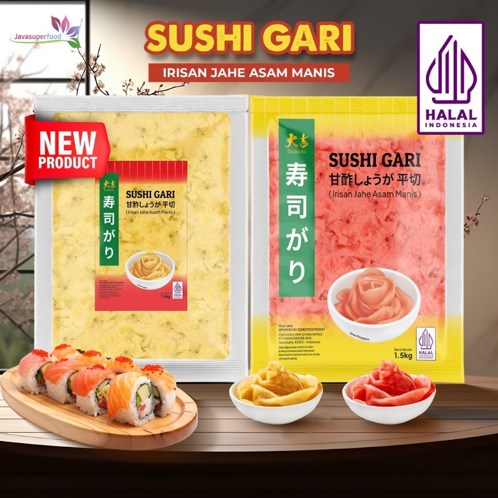 

DAIKICHI Sushi Gari Putih / Sushi Gari Merah / Acar Jahe Putih / Acar Jahe Merah UK 200GR - HALAL