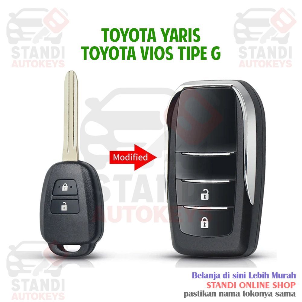 Cassing Kunci Lipat FlipKey Toyota Yaris Vios Sienta 2 Tombol Modifikasi