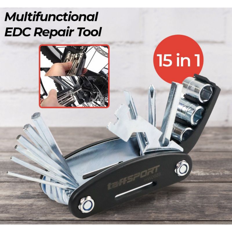 Kunci Lipat Portable 15 in 1 Kunci Shock Lipat Mini Set Bike Bicycle Tools Kunci L Shock Multifungsi