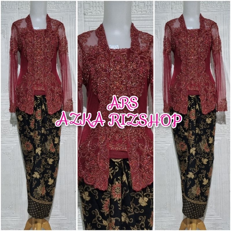 set kebaya pesta kebaya kutubaru modern + rok lilit