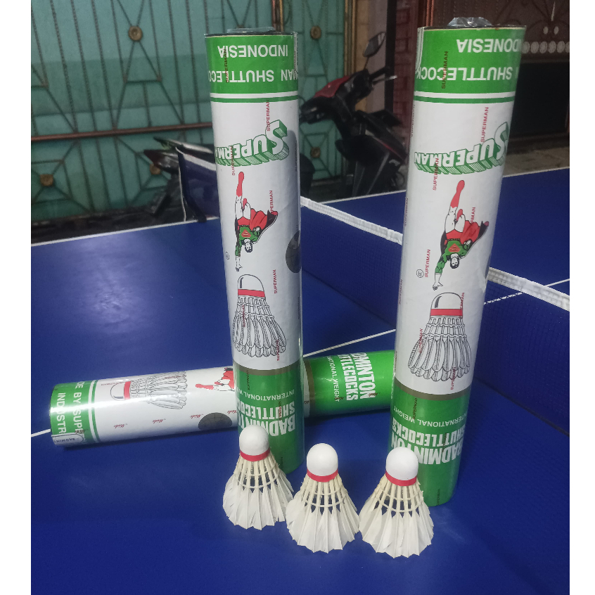 Shuttlecock Superman Hijau / Shuttlecock Badminton Superman Hijau / Kok Bulu Tangkis Superman Hijau 