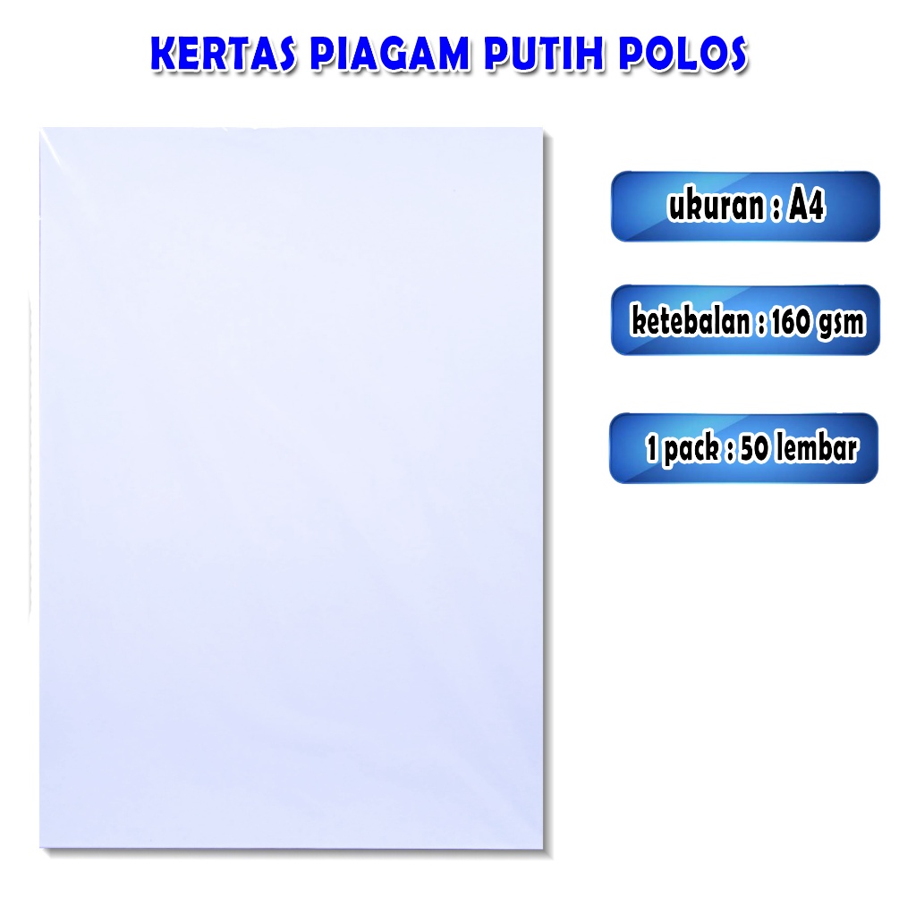 

kertas piagam putih polos / a4 / 1 pack 50 lembar