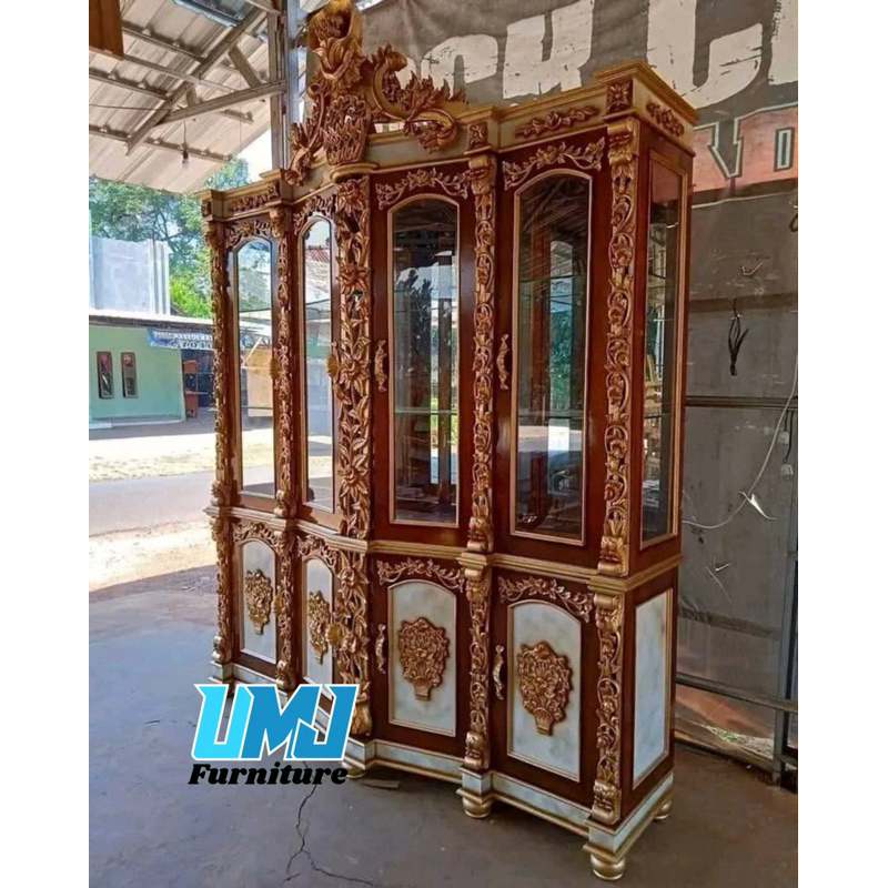 BUFET LEMARI HIAS KAYU JATI | BUFET DAPUR JATI UKIR | KABINET LEMARI PANJANG JATI UKIR ASLI JEPARA