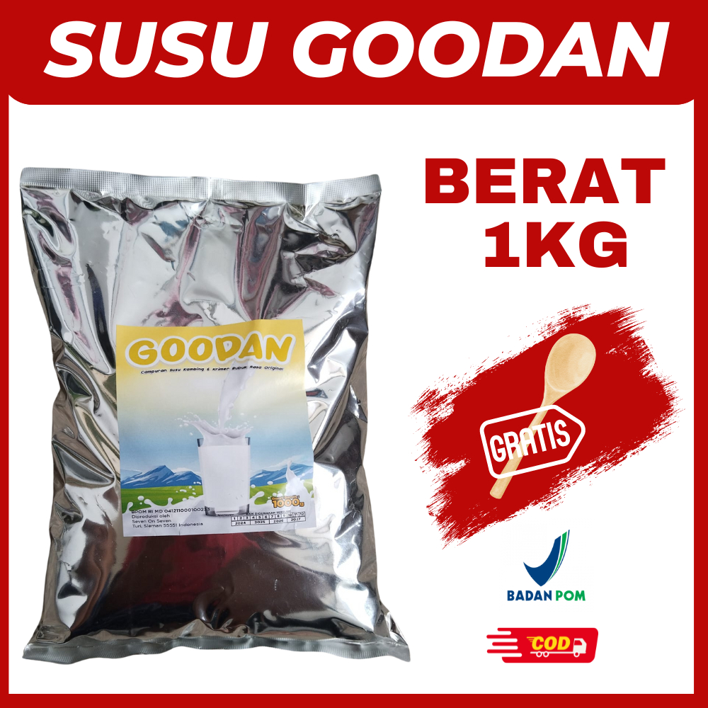 

Susu Kambing Etawa Bubuk GOODAN 1KG untuk Penggemuk Badan Pelancar Asi Meningkatkan Kecerdasan Anak Osteoporosis Jantung Asam Lambung Diet Halal