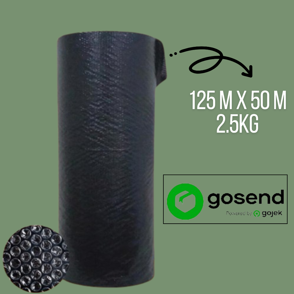 

LINDU Plastik Bubble Wrap Roll Hitam 2,5Kg /1.25m x 50m Super Tebal Gelembung Kuat Tidak Trawang