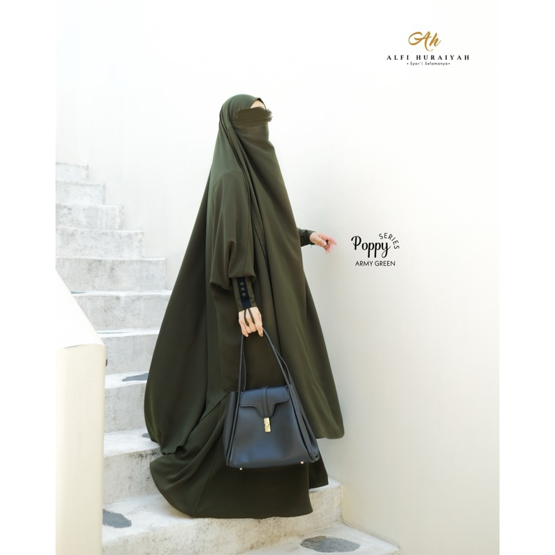 Set Gamis French Khimar Poppy Series by Alfi Huraiyah