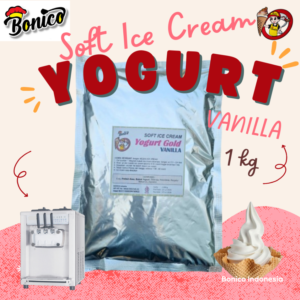 

Bonico YOGURT Soft Ice Cream Powder Vanilla Gold 1 kg bubuk es krim vanila yoghurt yogourt lembut asam manis fermentasi