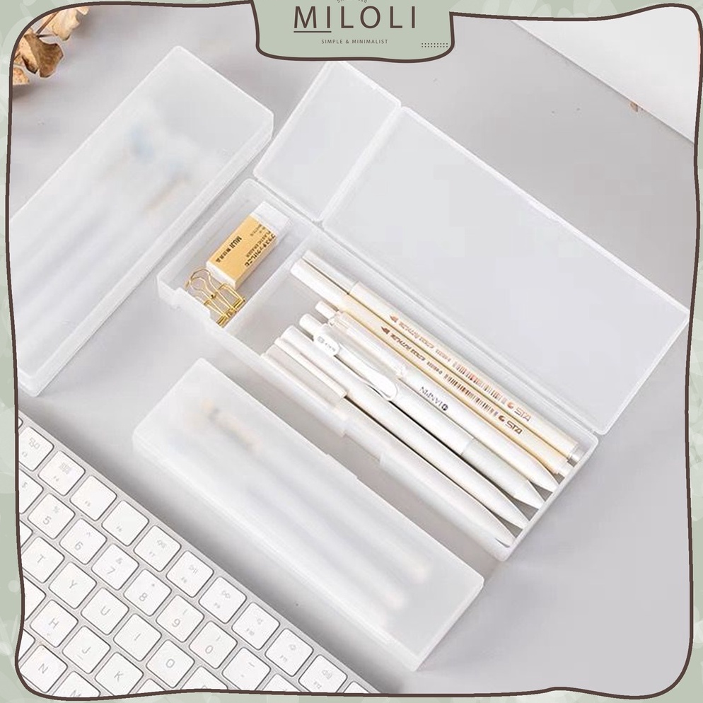 

Semangat Abis MILOLI Kotak Pensil Transparant Matte Dove Multifungsi Pencil Case Aesthetic F187