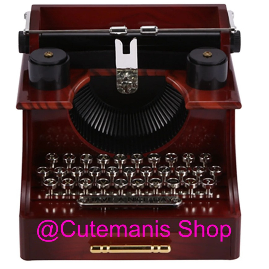 Kotak Musik Retro Mesin Tik Pajangan Vintage Dekorasi Meja