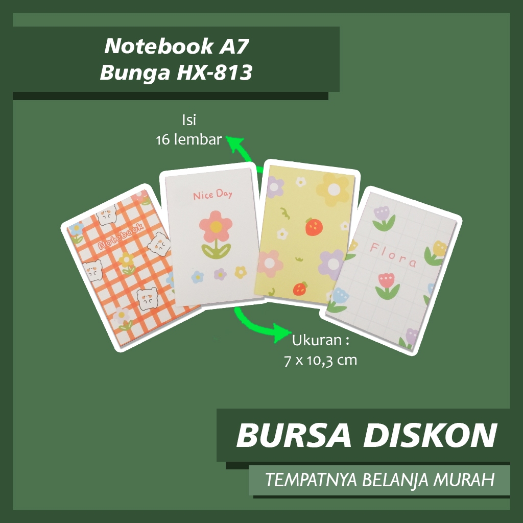 

Notebook A7 Bunga HX-813 Note Book Buku Catatan Memo Kecil Flower Book