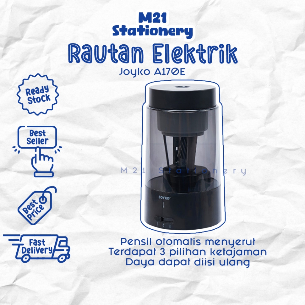 

RAUTAN ELEKTRIK JOYKO A170E / RAUTAN LISTIRIK MURAH JOYKO A170E ELECTRIC SHARPENER SERUTAN RAUTAN PENSIL OTOMATIS / M21 STATIONERY JOGJA