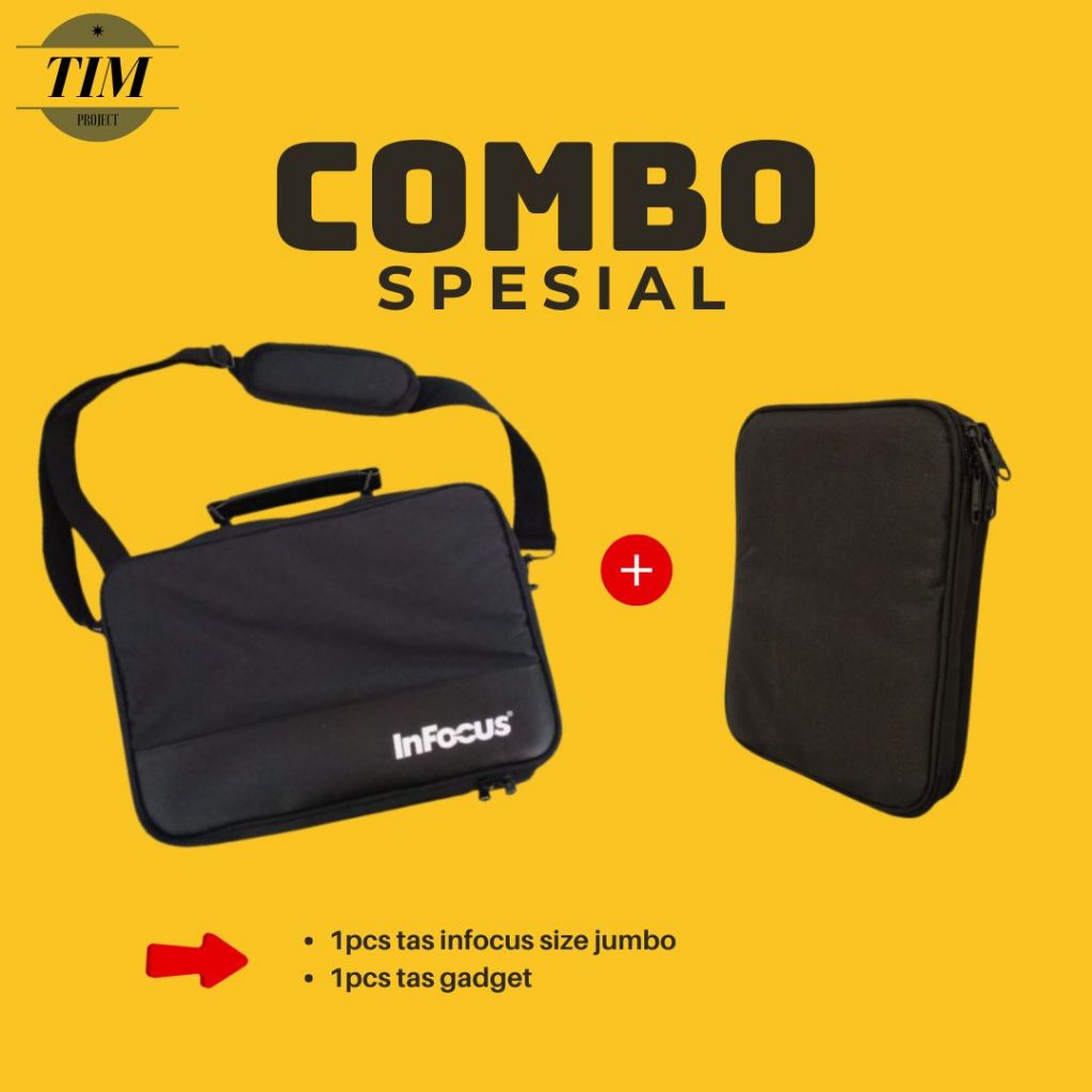 (Combo Spesial) Tas Infocus Universal Size Jumbo Tas Proyektor Infocus Baru & Tas Gadget Tas Powerba