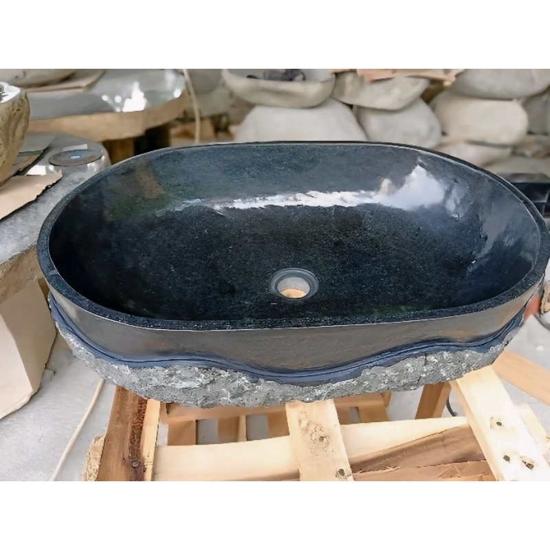 Wastafel Batu Alam Bermotif